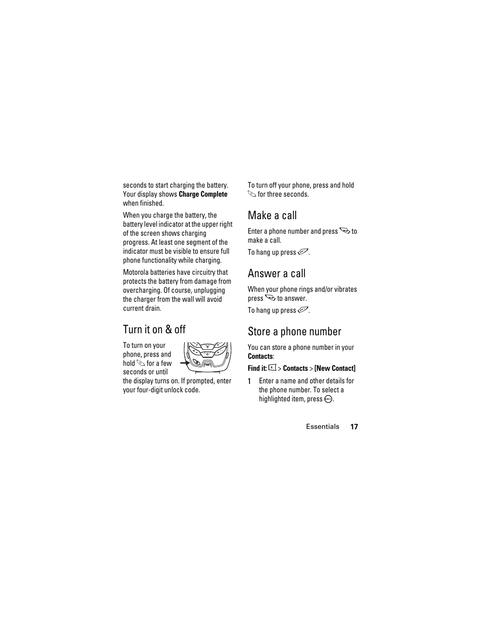 Turn it on & off, Make a call, Answer a call | Store a phone number, Store a phone, Number | Boost Mobile i855 User Manual | Page 21 / 84