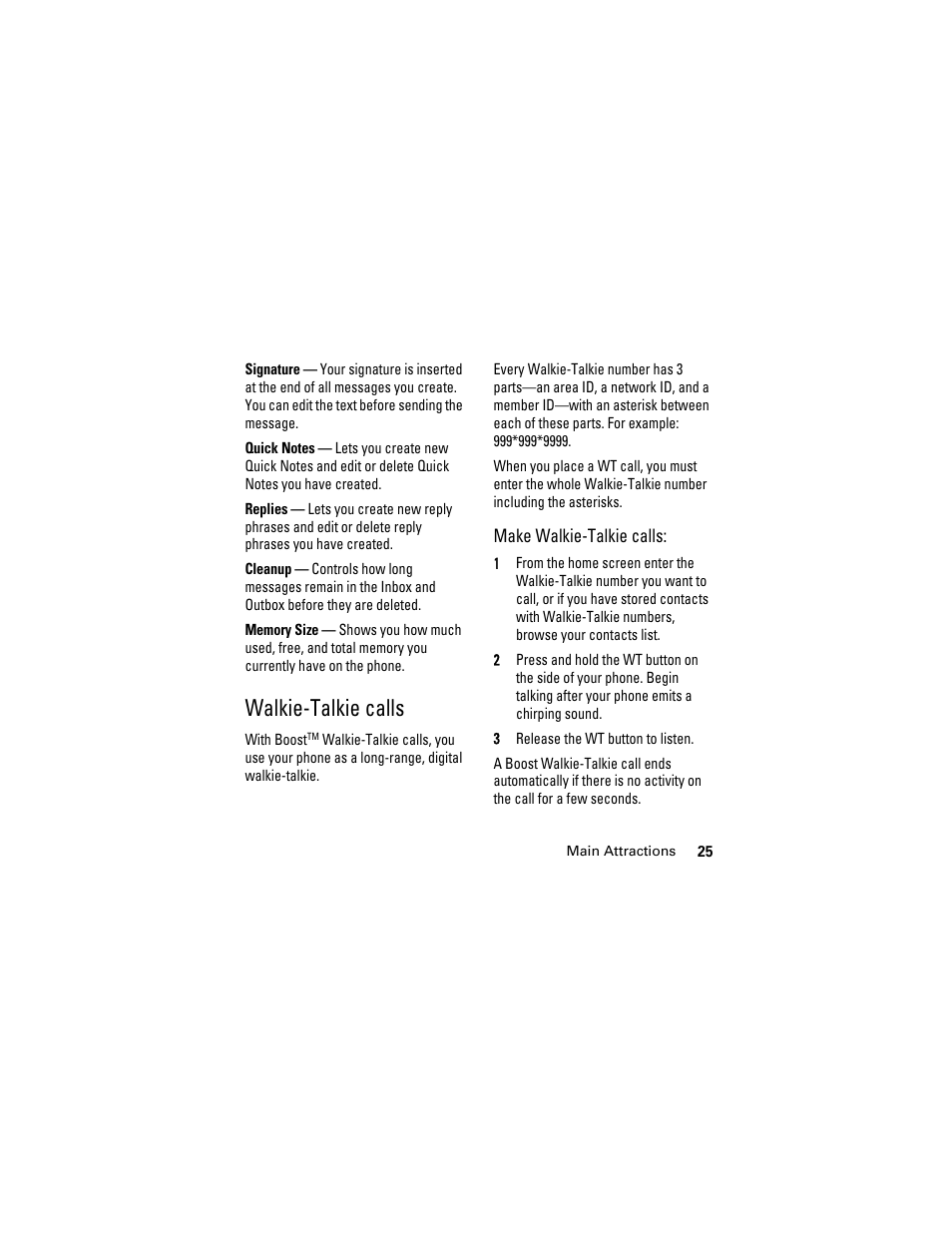 Walkie-talkie calls | Boost Mobile i855 User Manual | Page 29 / 84