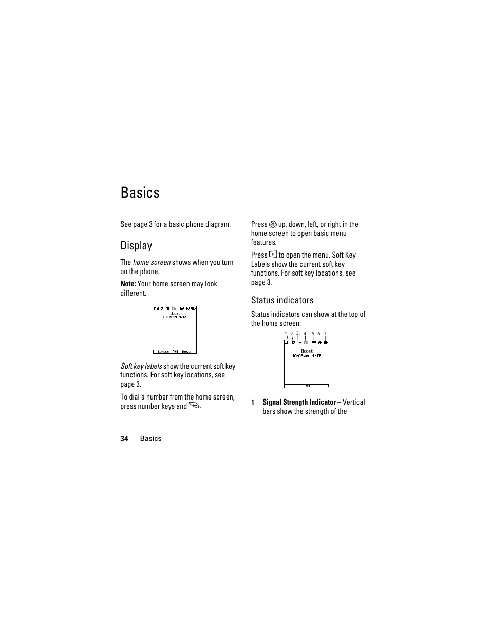 Basics, Display | Boost Mobile i855 User Manual | Page 38 / 84