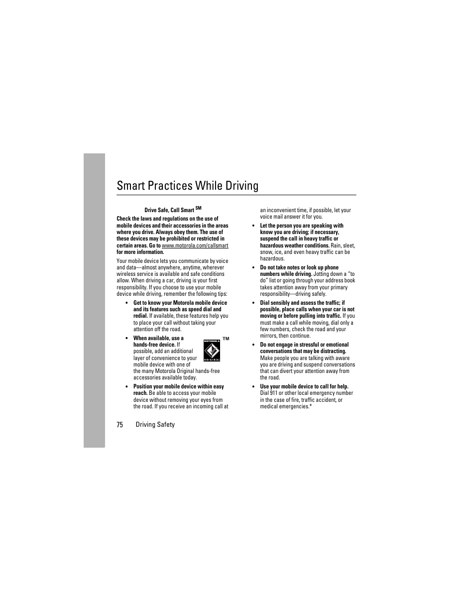 Smart practices while, Driving, Smart practices while driving | Boost Mobile i855 User Manual | Page 79 / 84