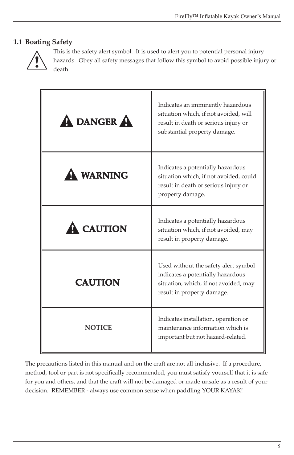 Danger, Warning, Caution | Advanced Elements AE1020 User Manual | Page 5 / 20
