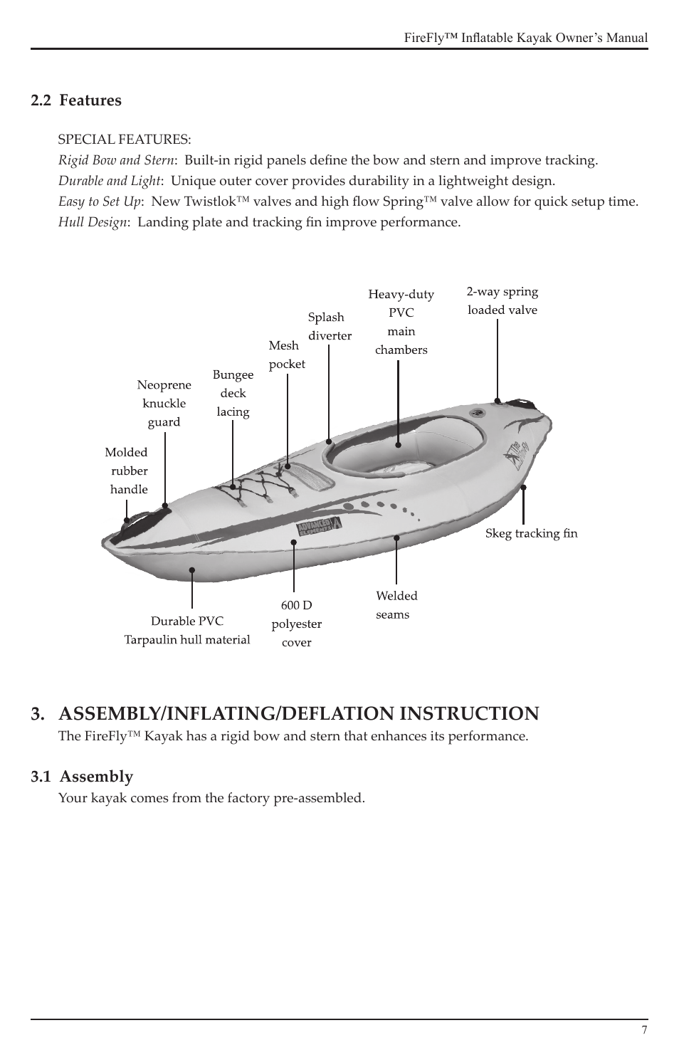 Assembly/inflating/deflation instruction | Advanced Elements AE1020 User Manual | Page 7 / 20