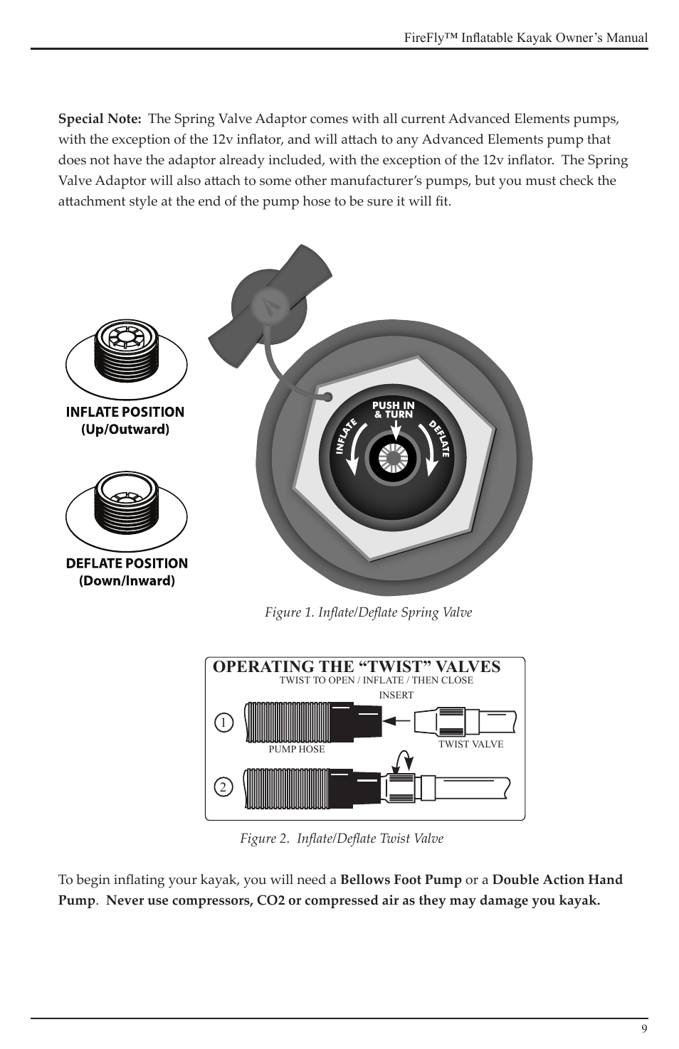 Operating the “twist” valves | Advanced Elements AE1020 User Manual | Page 9 / 20