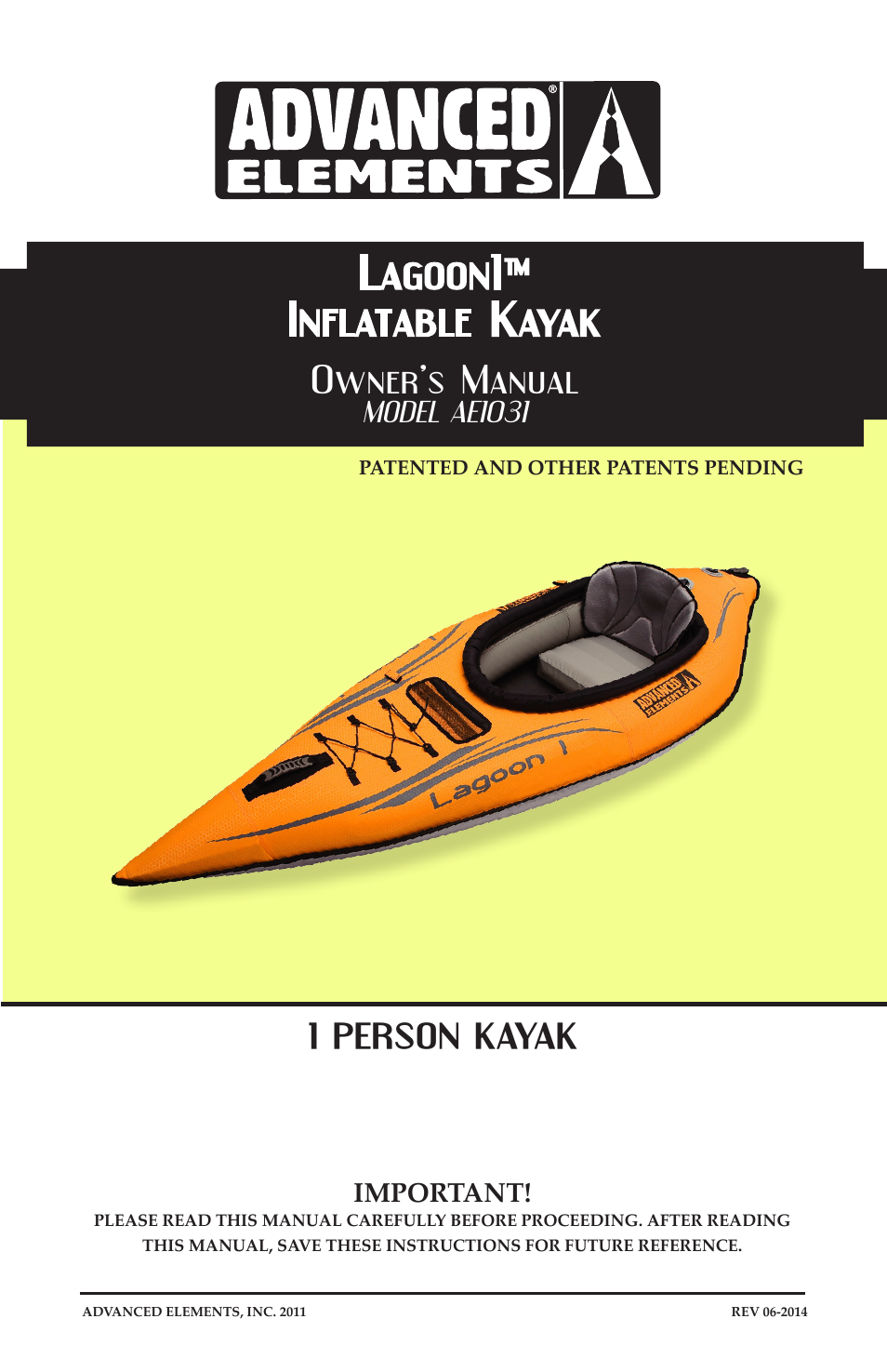 Advanced Elements AE1031 User Manual | 20 pages