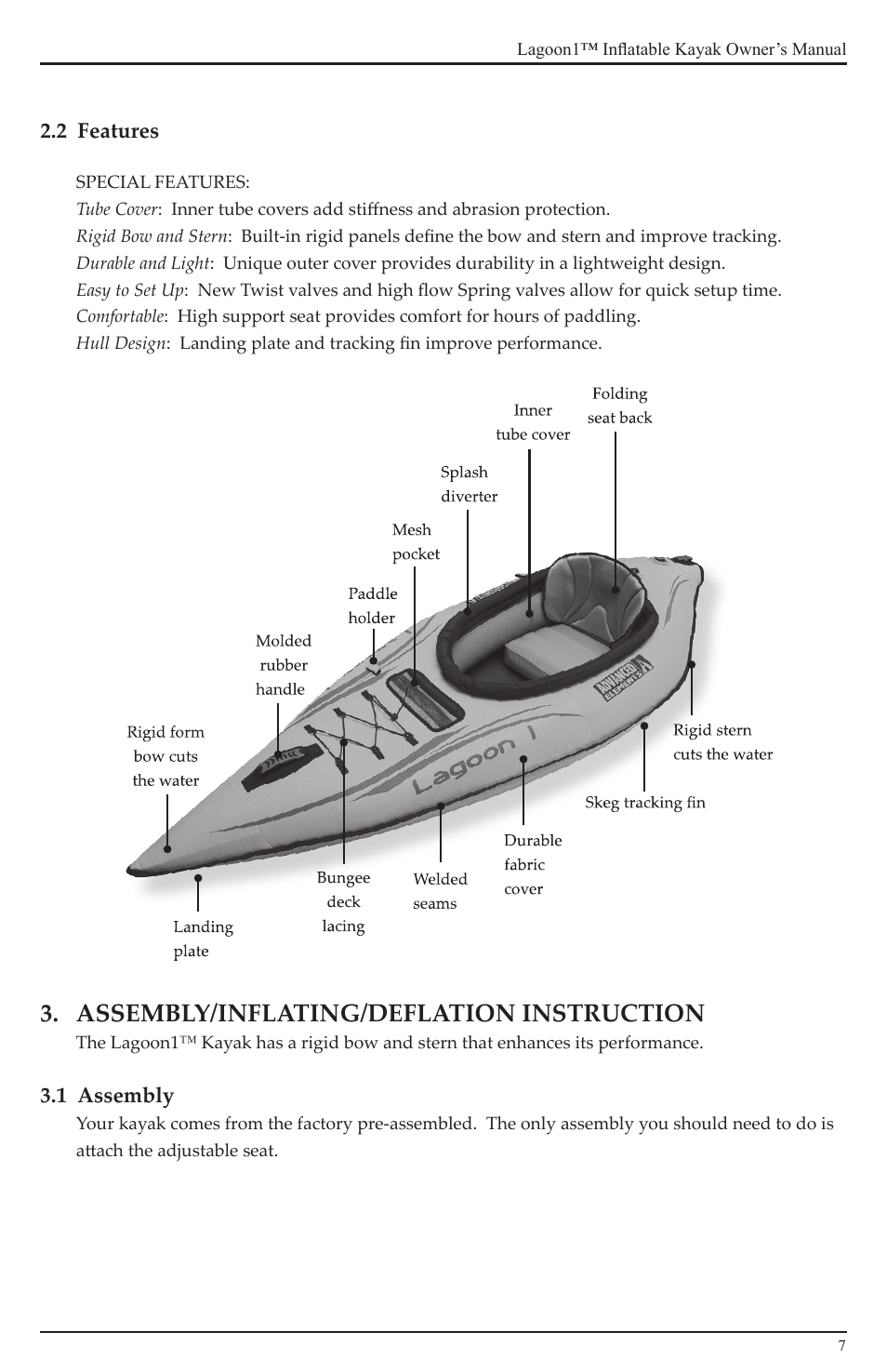 Assembly/inflating/deflation instruction | Advanced Elements AE1031 User Manual | Page 7 / 20