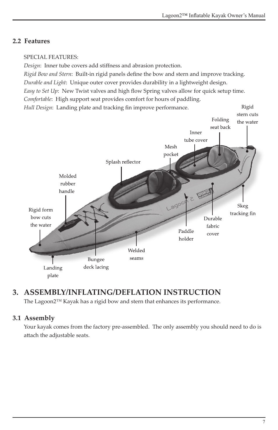 Assembly/inflating/deflation instruction | Advanced Elements AE1033 User Manual | Page 7 / 20
