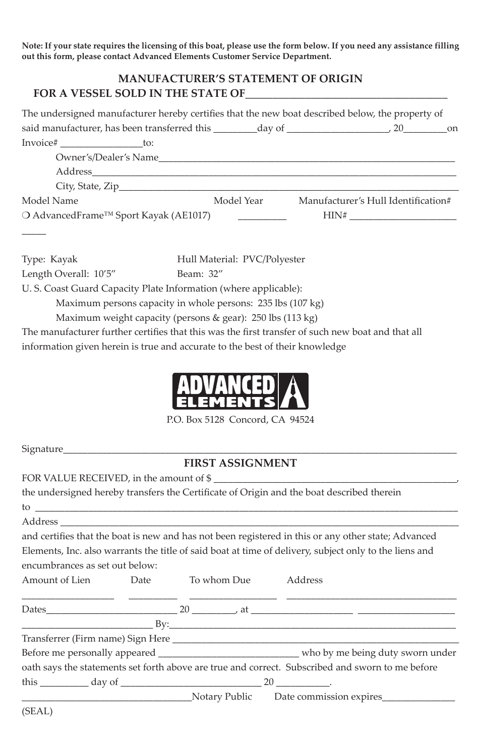 Advanced Elements AE1017 User Manual | Page 17 / 20