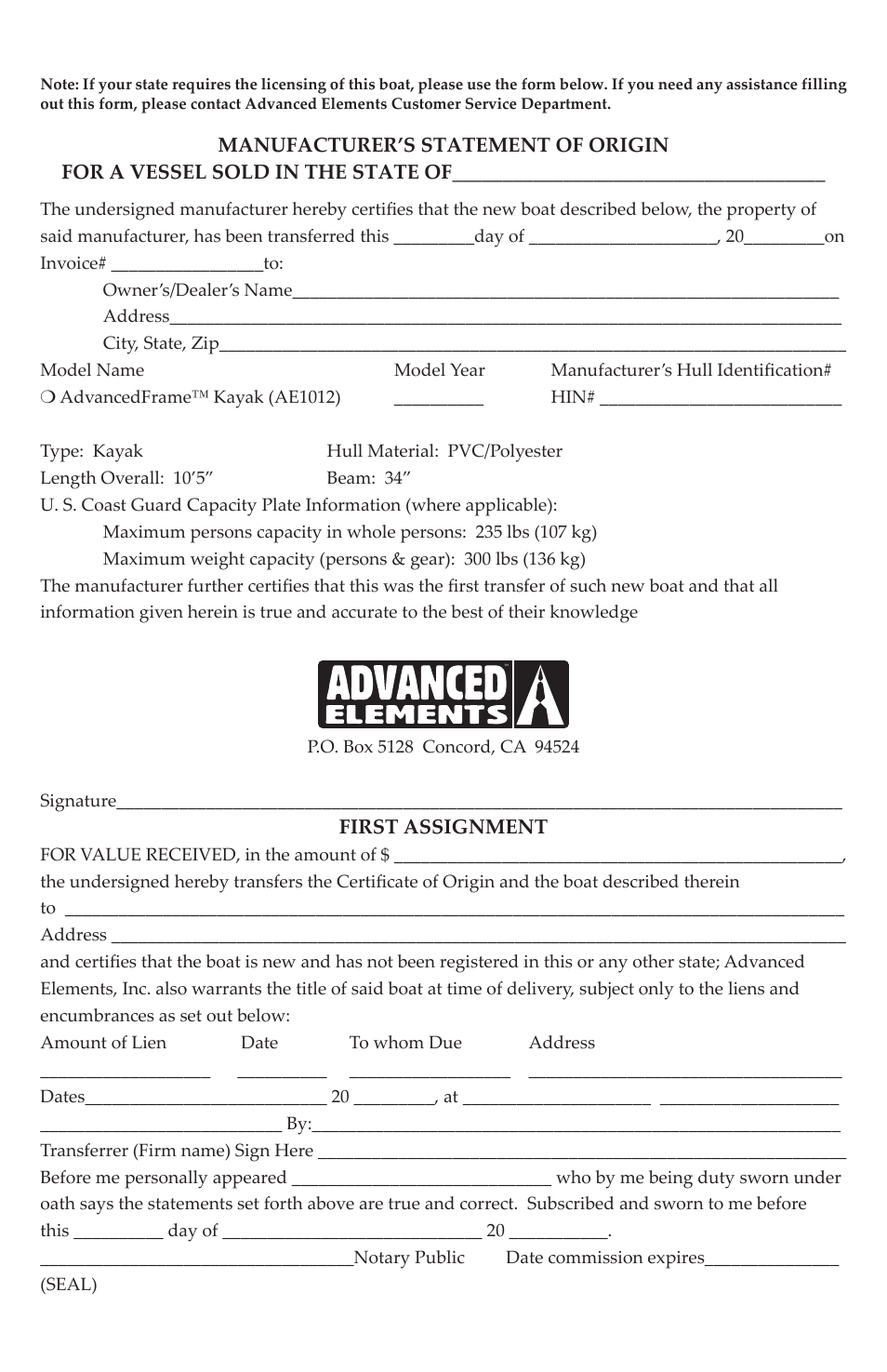 Advanced Elements AE1012 User Manual | Page 17 / 20