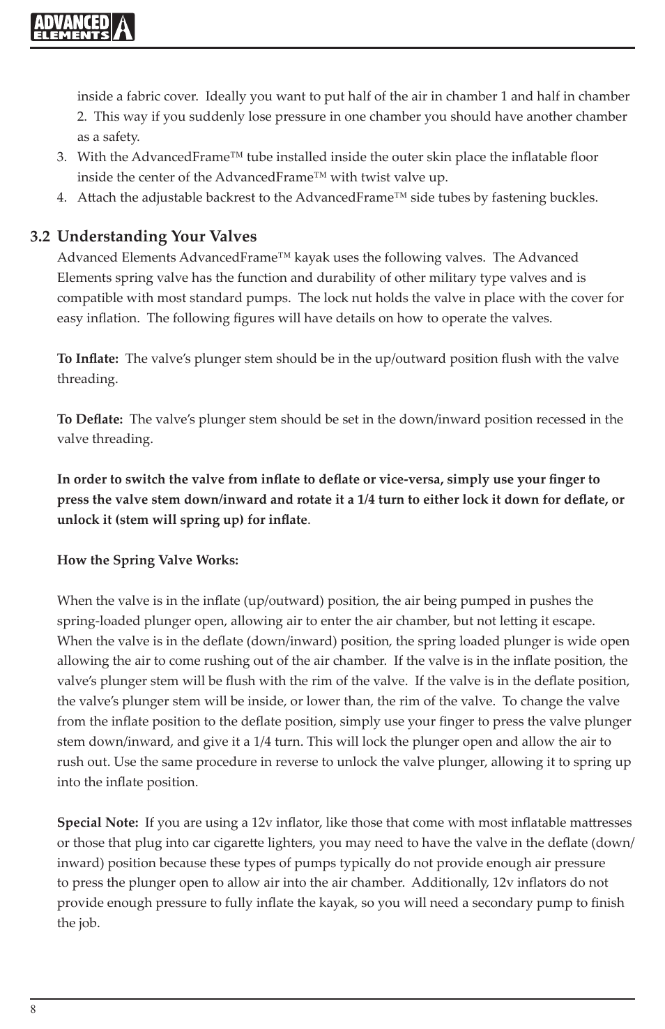 2 understanding your valves | Advanced Elements AE1012 User Manual | Page 8 / 20