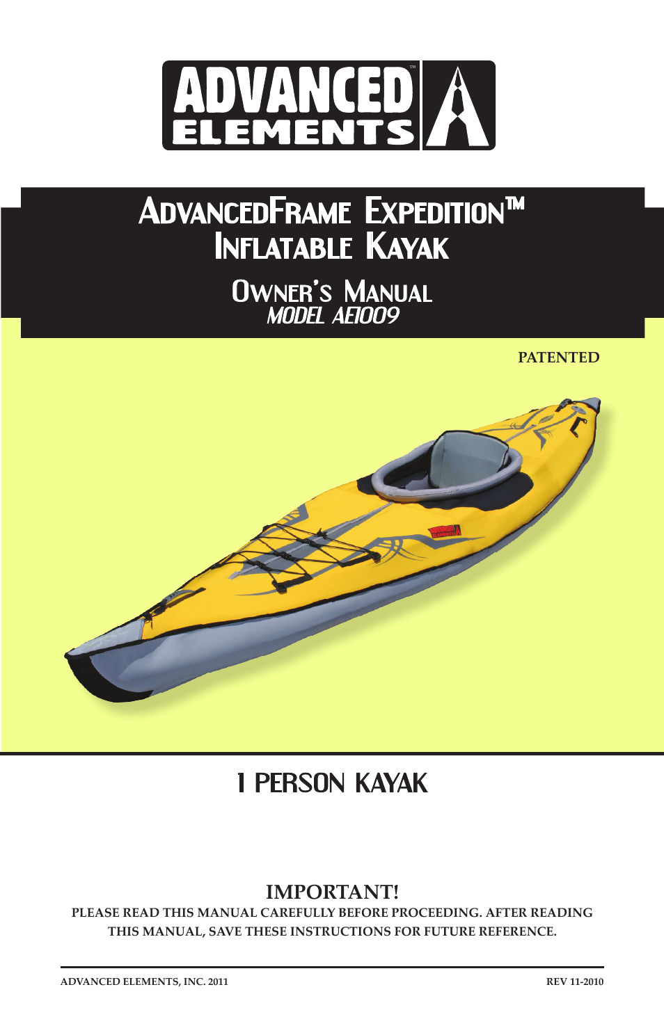 Advanced Elements AE1009 User Manual | 20 pages