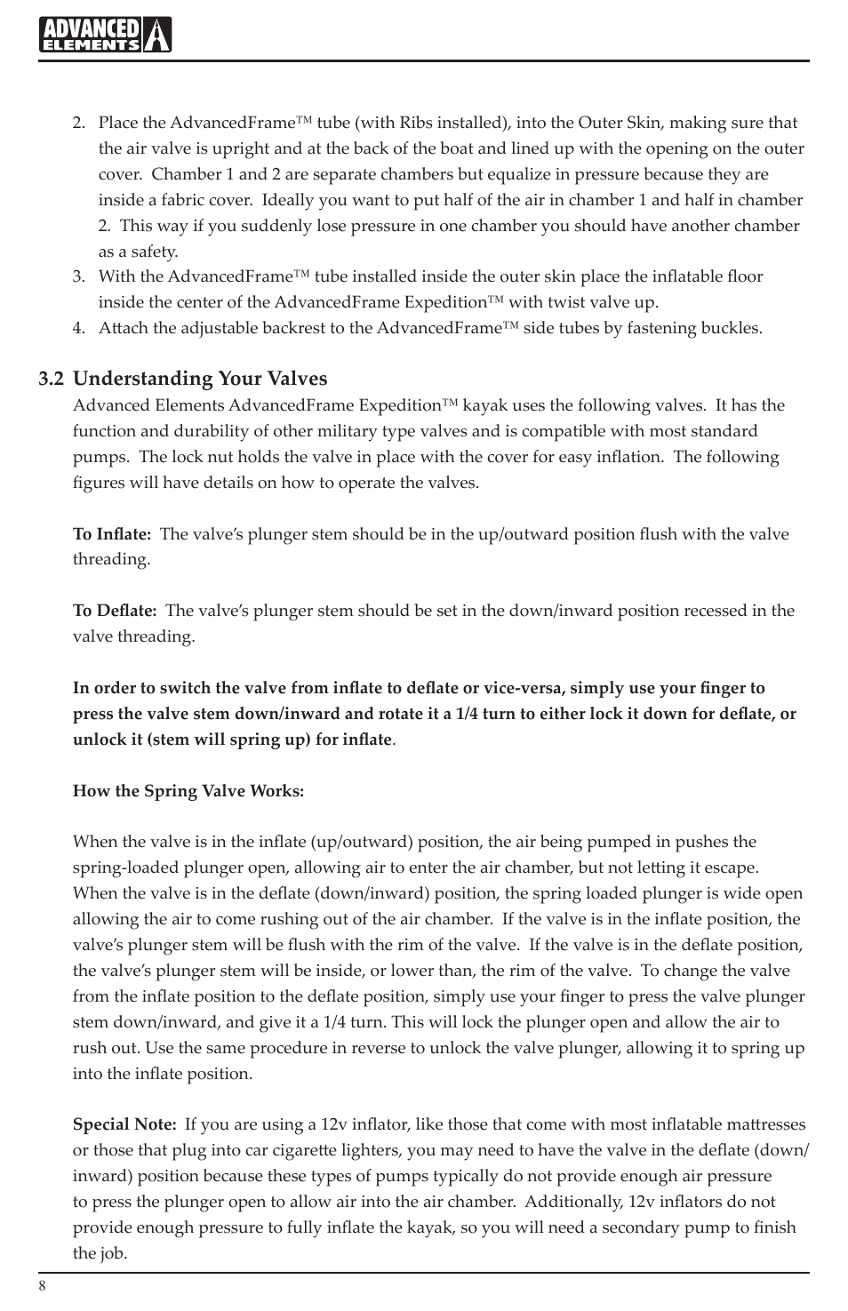 2 understanding your valves | Advanced Elements AE1009 User Manual | Page 8 / 20