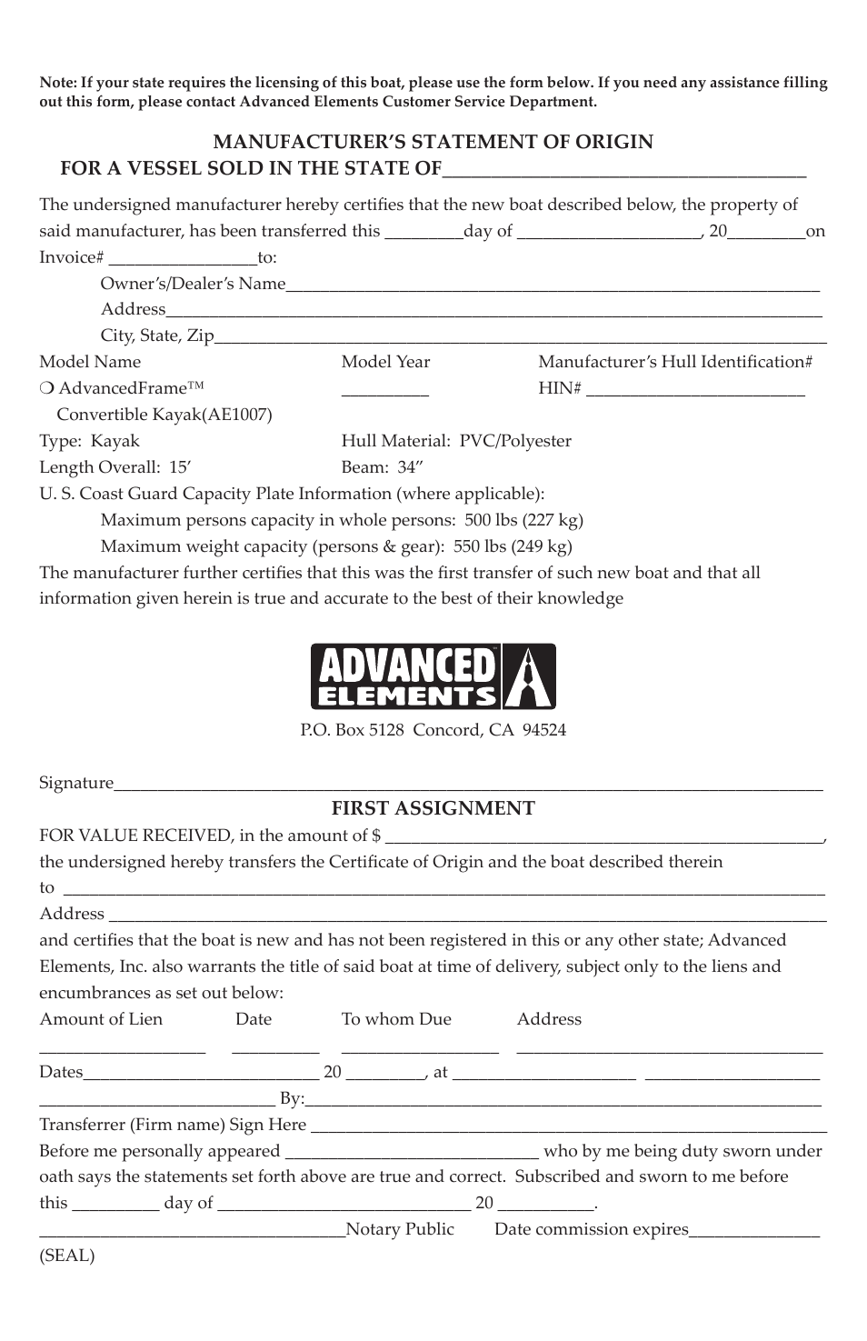 Advanced Elements AE1007 User Manual | Page 17 / 20