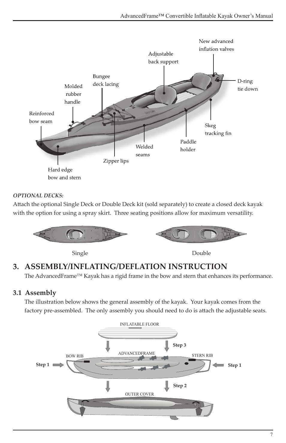 Assembly/inflating/deflation instruction | Advanced Elements AE1007 User Manual | Page 7 / 20