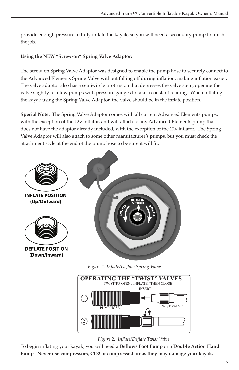 Operating the “twist” valves | Advanced Elements AE1007 User Manual | Page 9 / 20