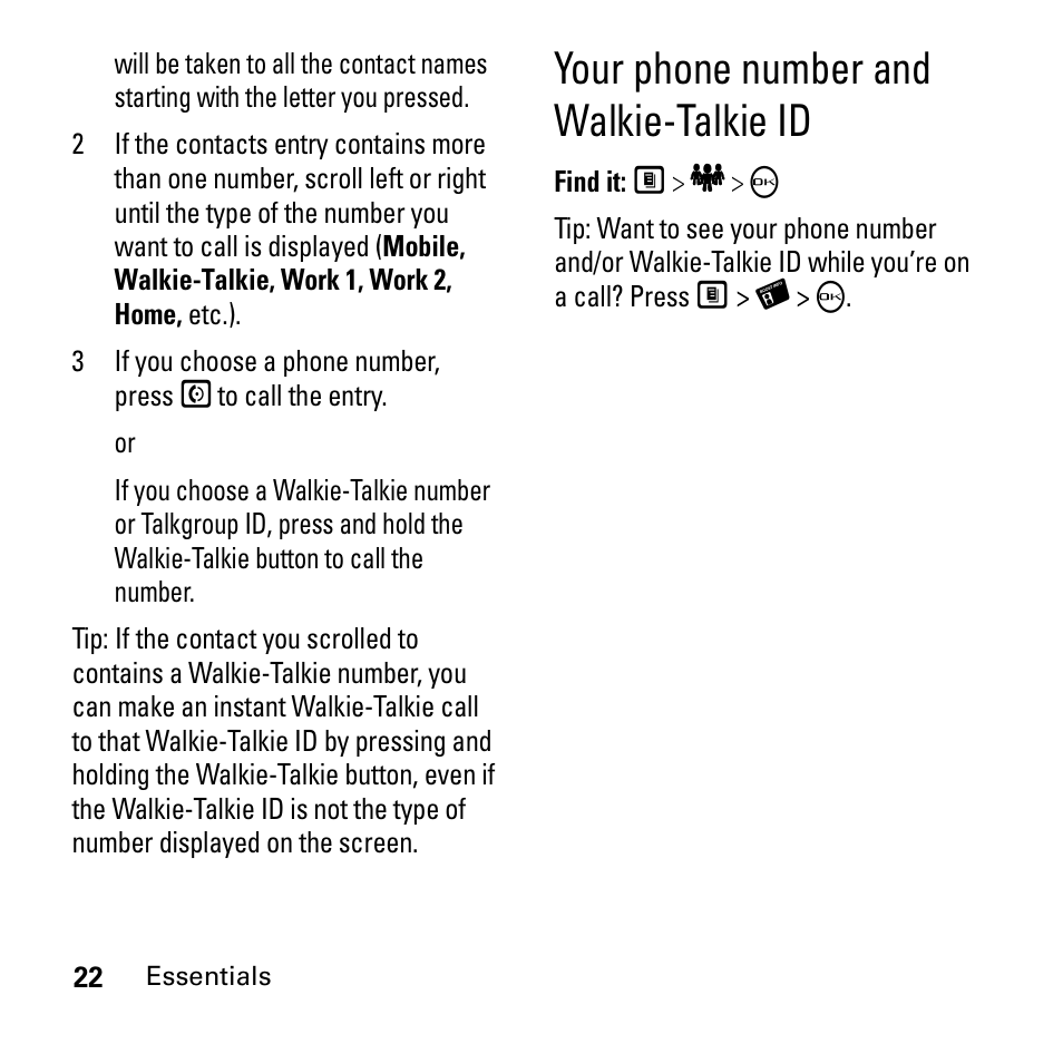 Your phone number and walkie-talkie id, Your phone number and walkie-talkie id 22 | Boost Mobile i290 User Manual | Page 26 / 97