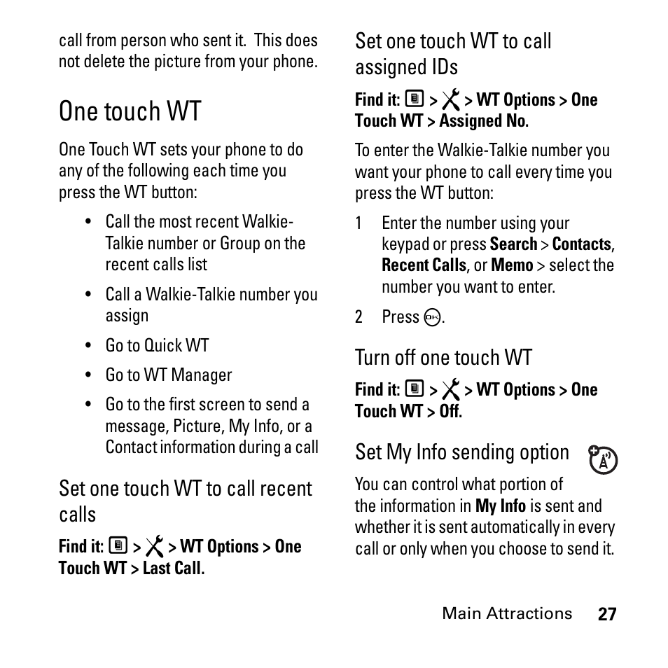 One touch wt | Boost Mobile i290 User Manual | Page 31 / 97