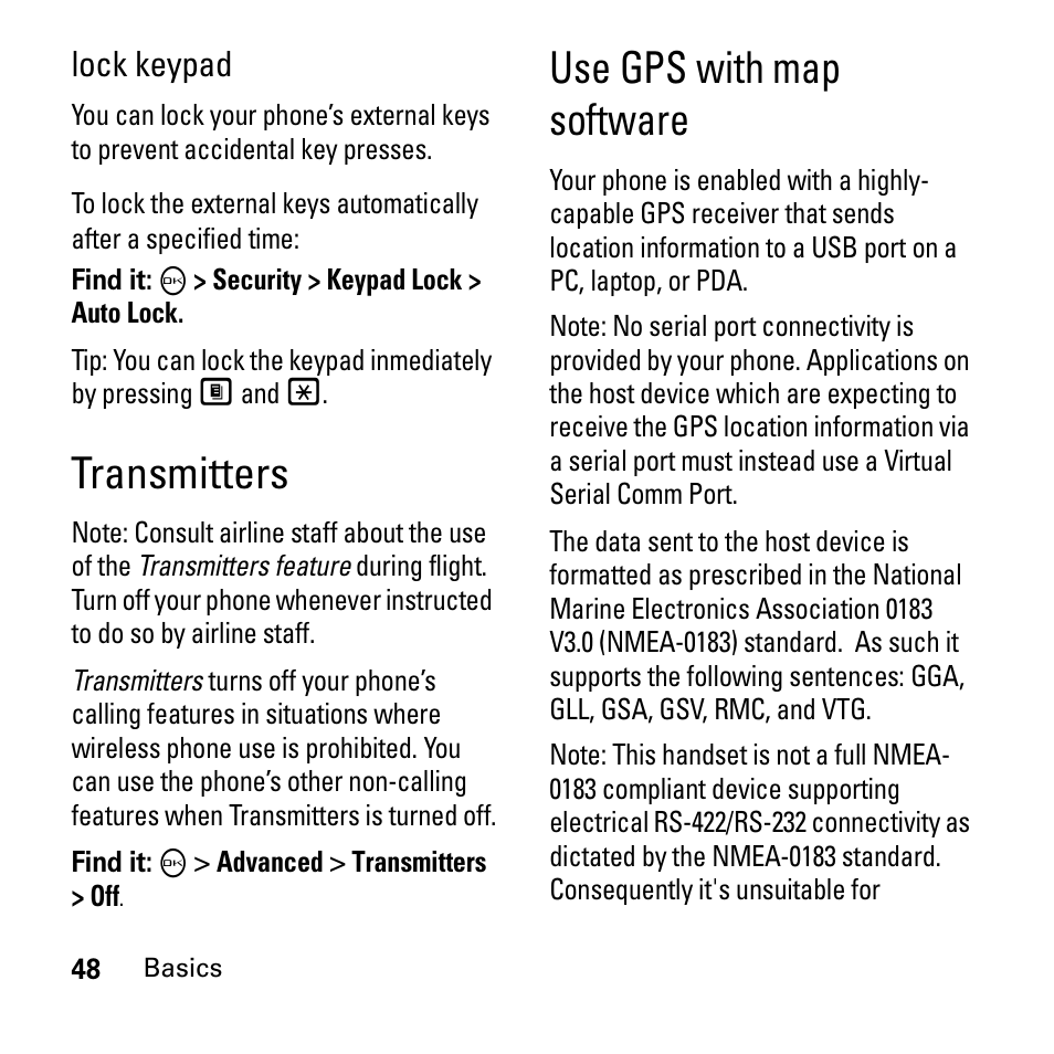 Transmitters, Use gps with map software, Transmitters use gps with map software | Boost Mobile i290 User Manual | Page 52 / 97