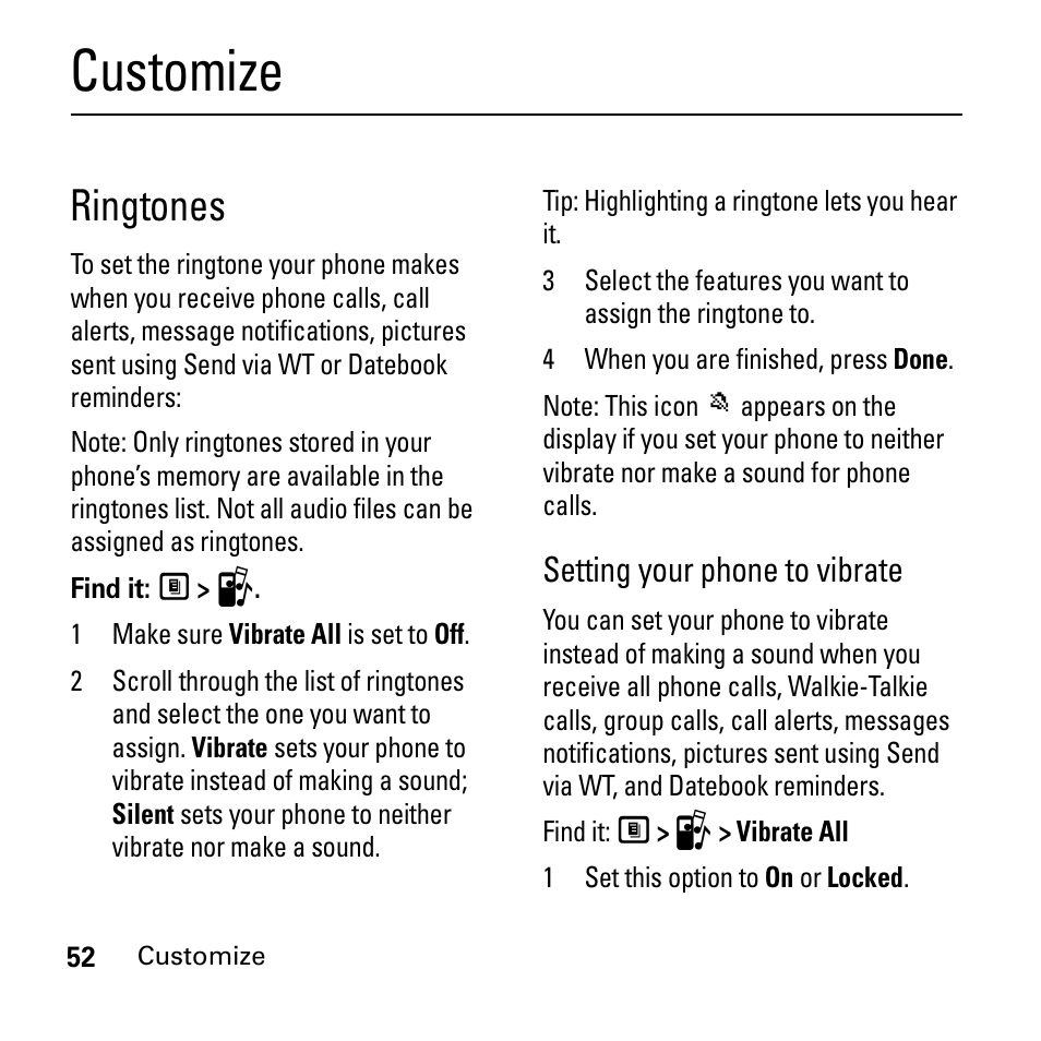 Customize, Ringtones | Boost Mobile i290 User Manual | Page 56 / 97