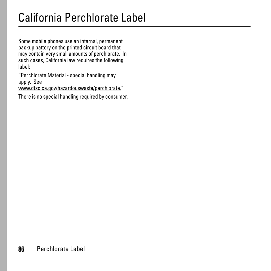 California perchlorate label | Boost Mobile i290 User Manual | Page 90 / 97