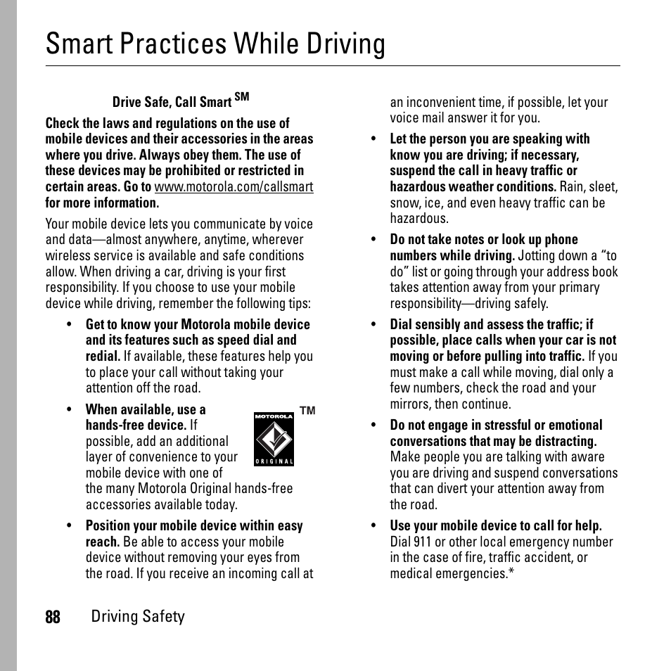 Smart practices while driving | Boost Mobile i290 User Manual | Page 92 / 97