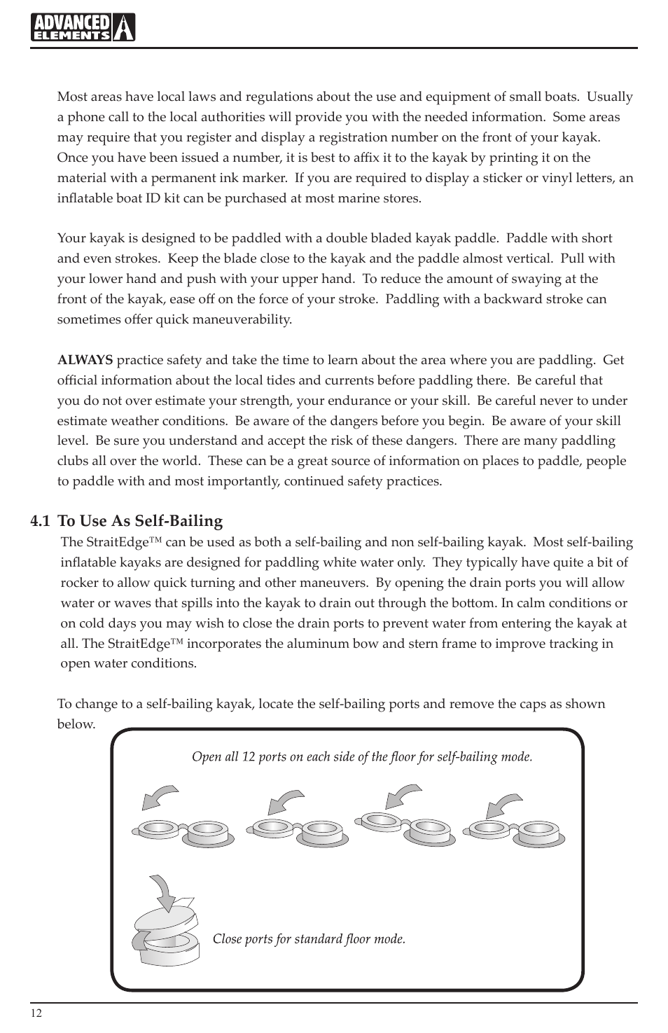 1 to use as self-bailing | Advanced Elements AE1006 User Manual | Page 12 / 20