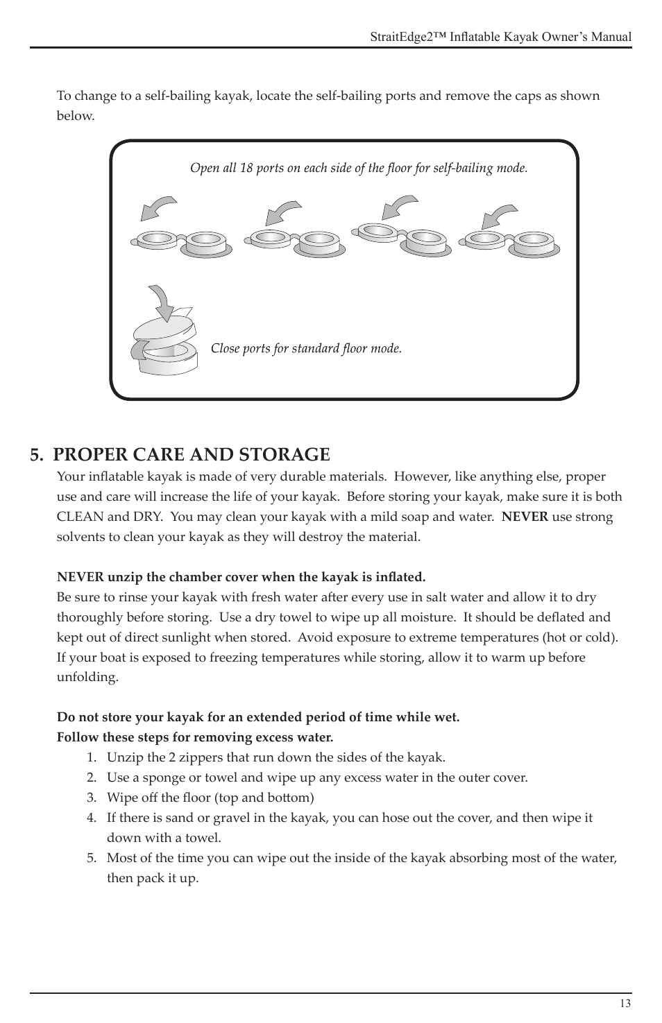 Proper care and storage | Advanced Elements AE1014 User Manual | Page 13 / 20