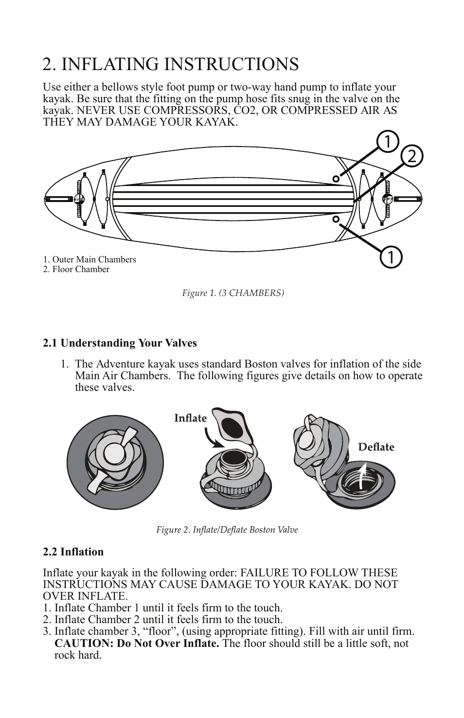 Inflating instructions 2 1 1 | Advanced Elements FH202 User Manual | Page 4 / 8