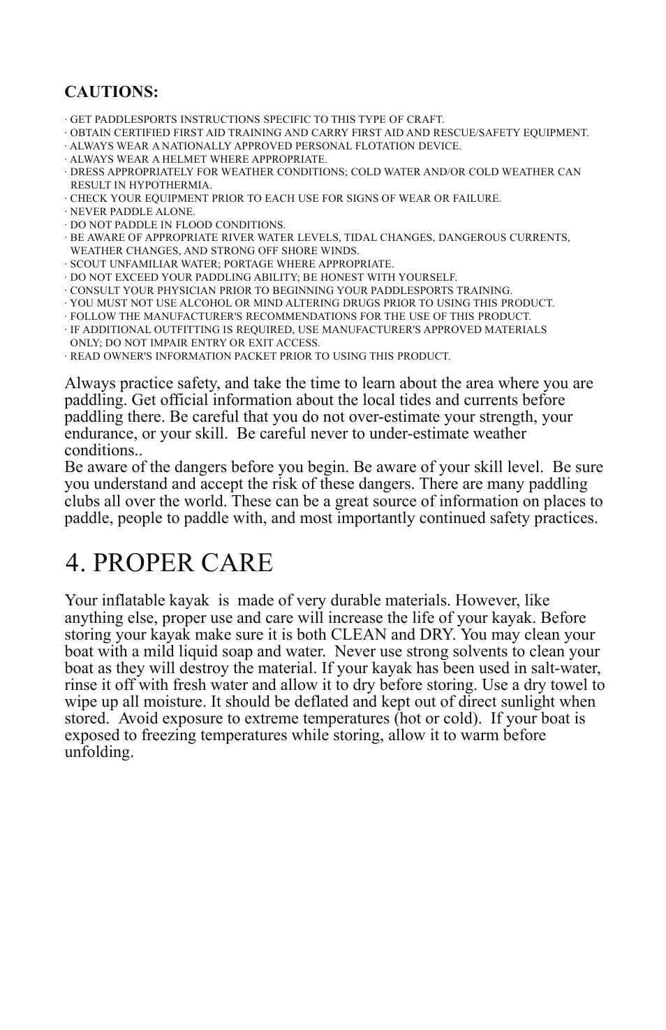Proper care | Advanced Elements FH202 User Manual | Page 6 / 8