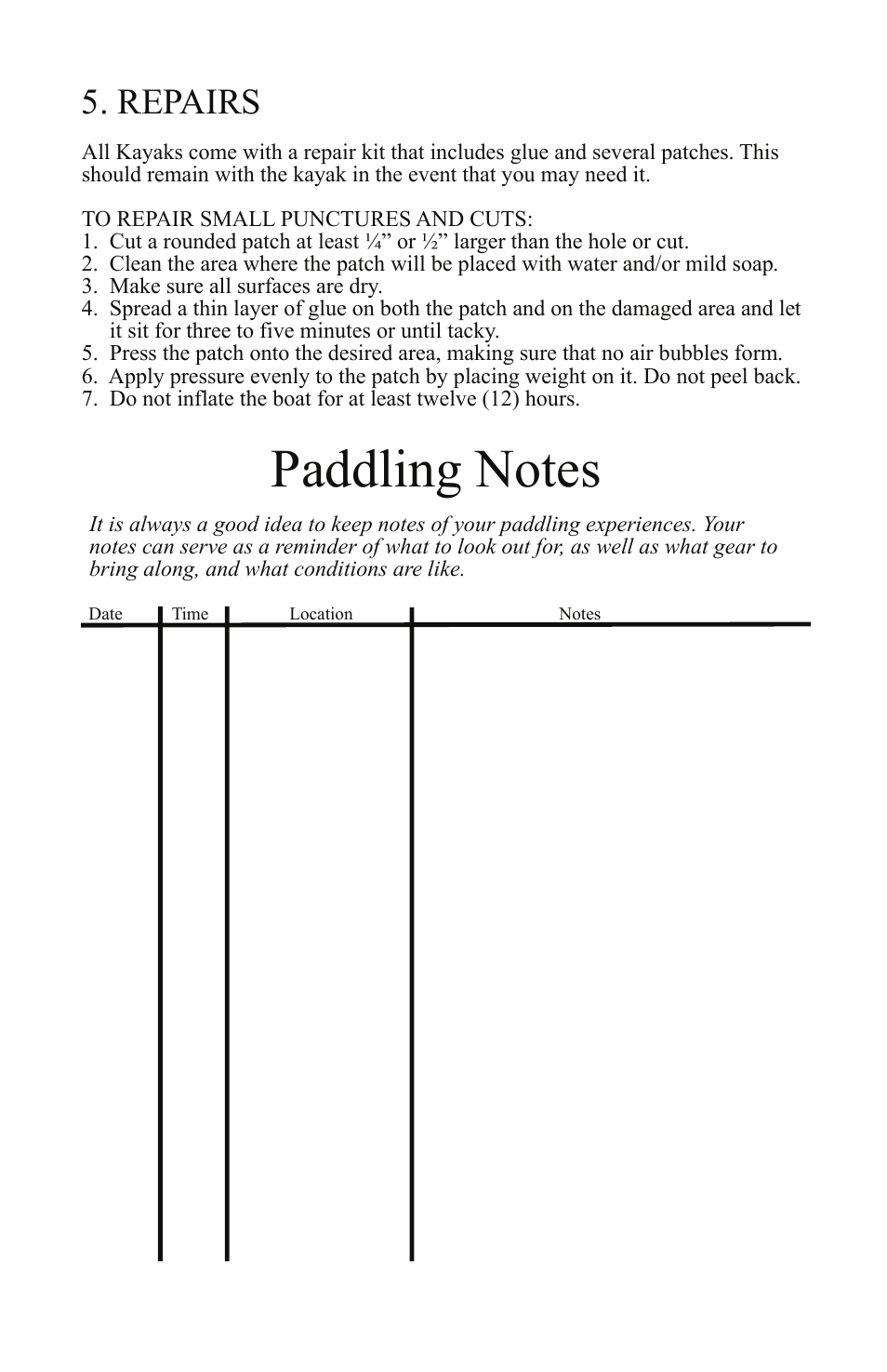 Repairs | Advanced Elements FH202 User Manual | Page 7 / 8