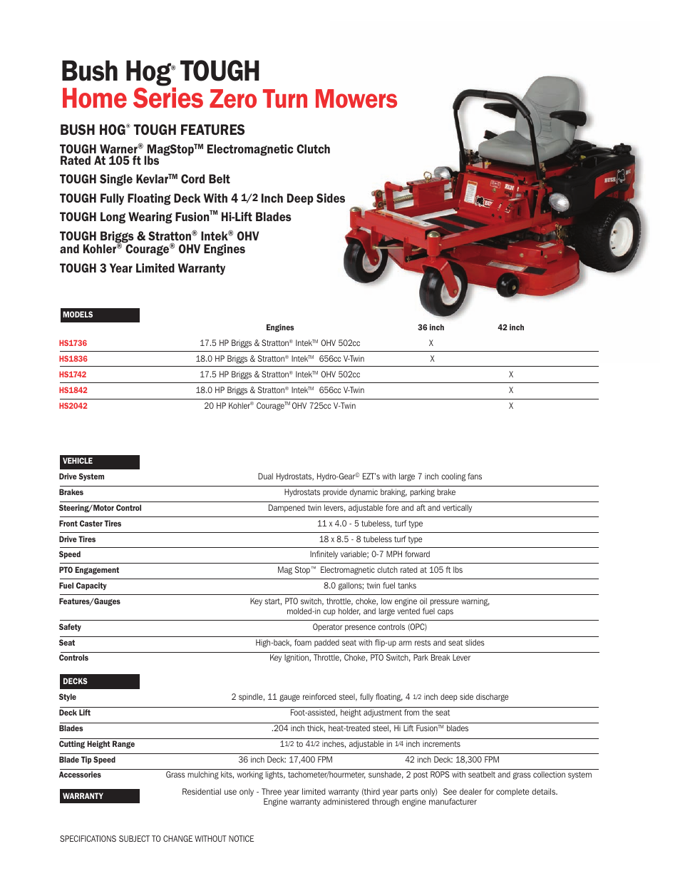 Bush Hog Home Series User Manual | 1 page