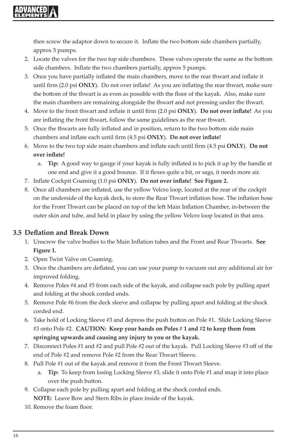 5 deflation and break down | Advanced Elements AE1040 User Manual | Page 16 / 28