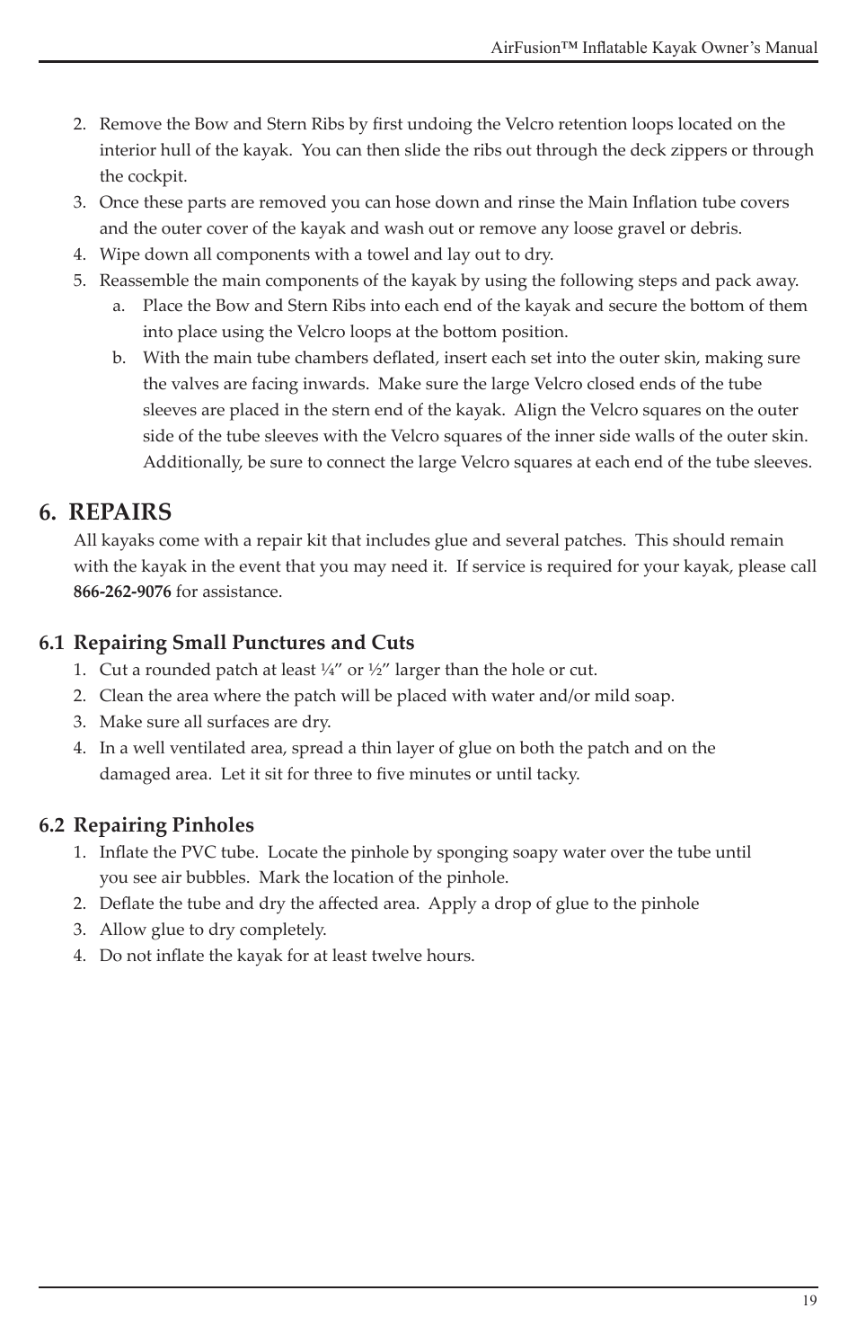 Repairs | Advanced Elements AE1040 User Manual | Page 19 / 28