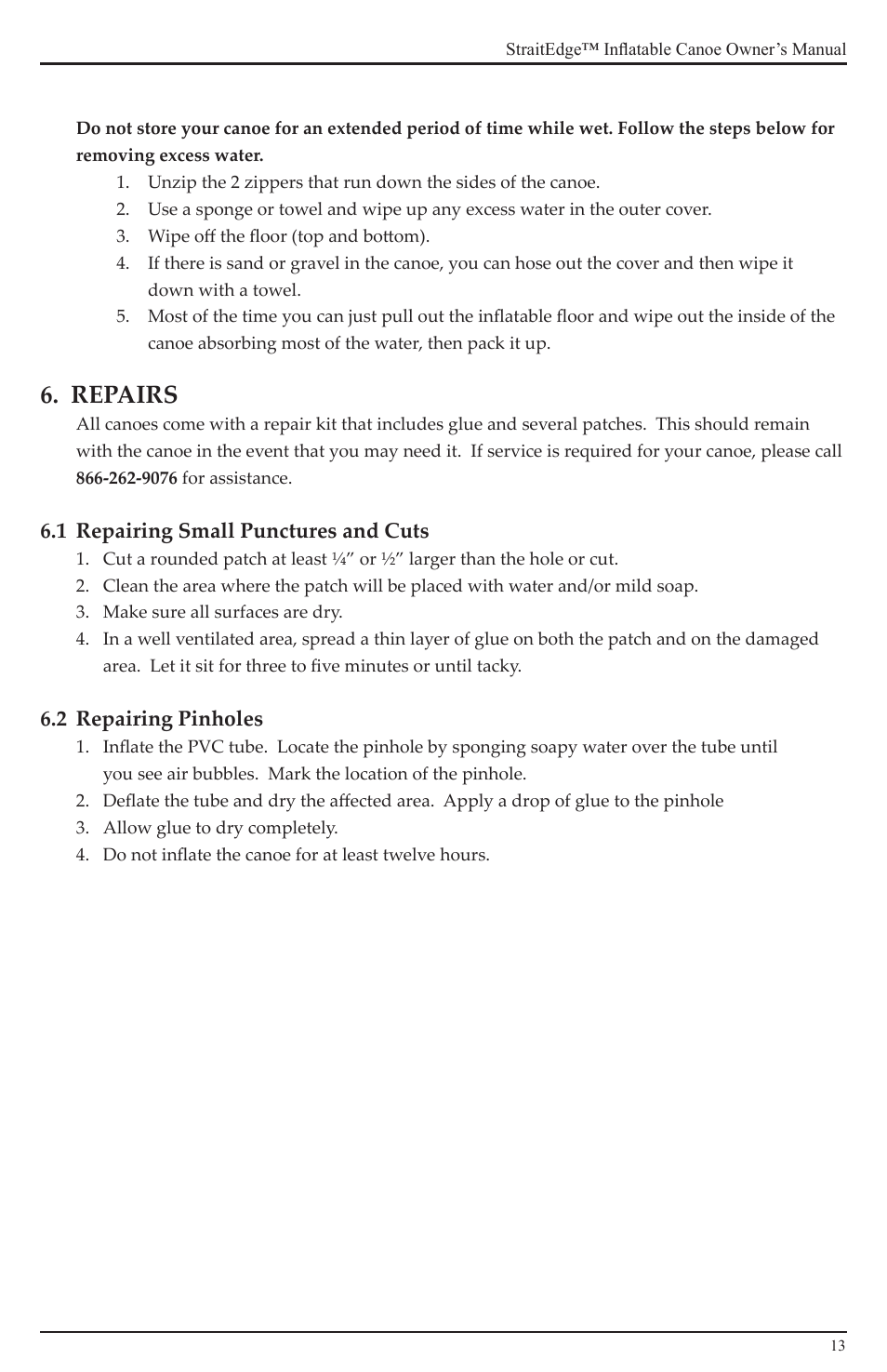 Repairs | Advanced Elements AE1008 User Manual | Page 13 / 20