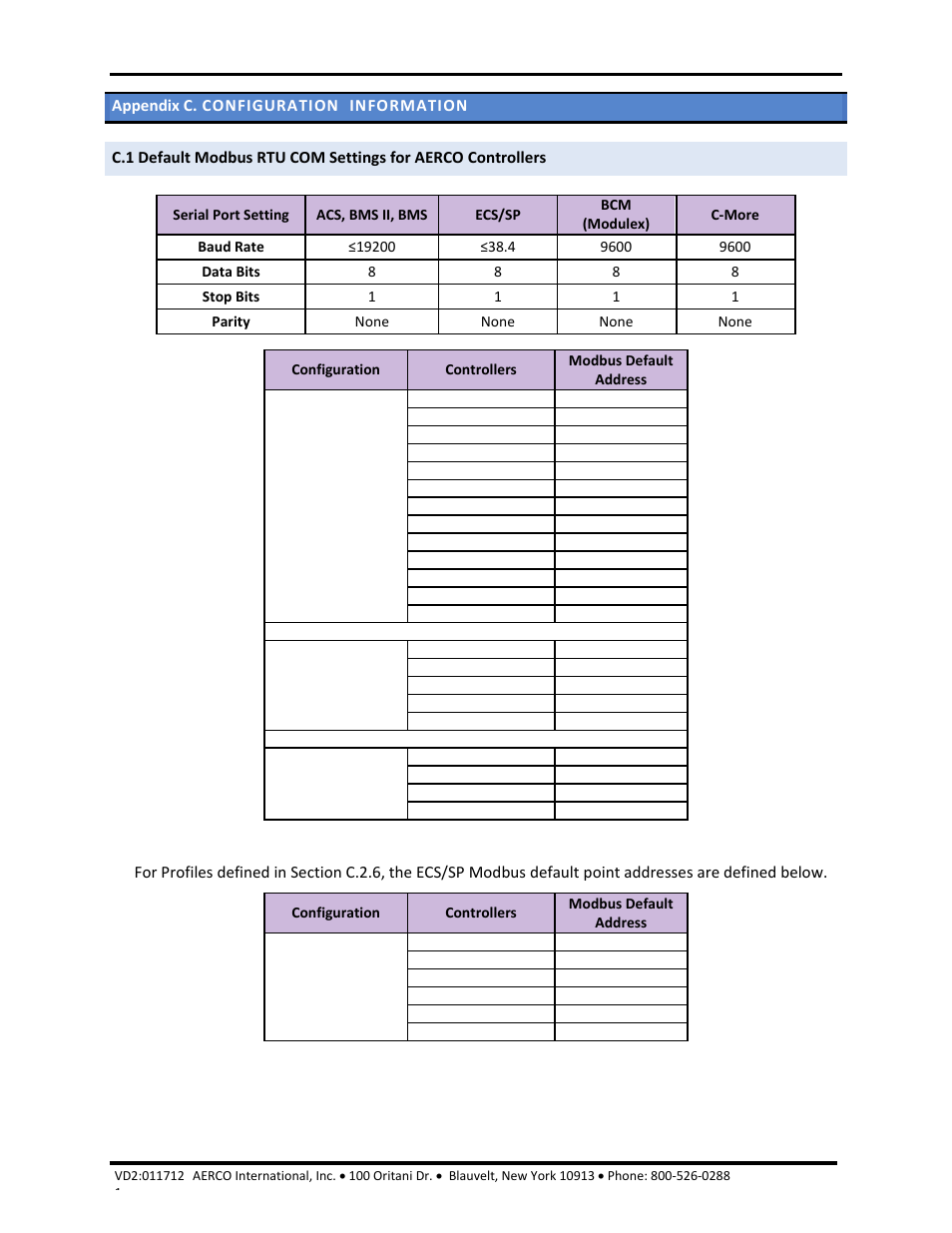 Appendix c. configuration information, Aerco/protonode gateway, Gf-129 | AERCO ProtoNode Gateway Rev 1 (with internal LEDs) User Manual | Page 33 / 64