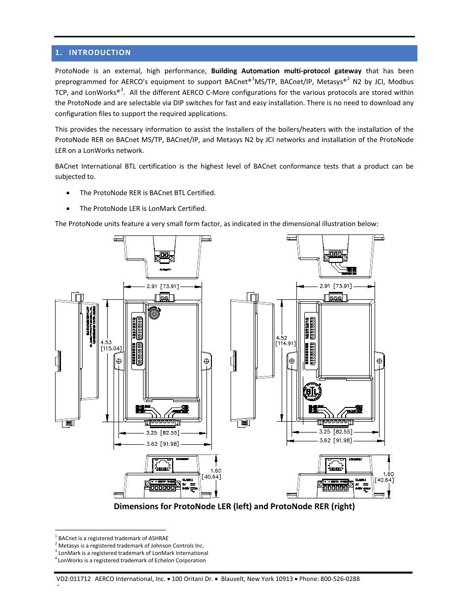 Introduction, Aerco/protonode gateway, Gf-129 | AERCO ProtoNode Gateway Rev 1 (with internal LEDs) User Manual | Page 5 / 64