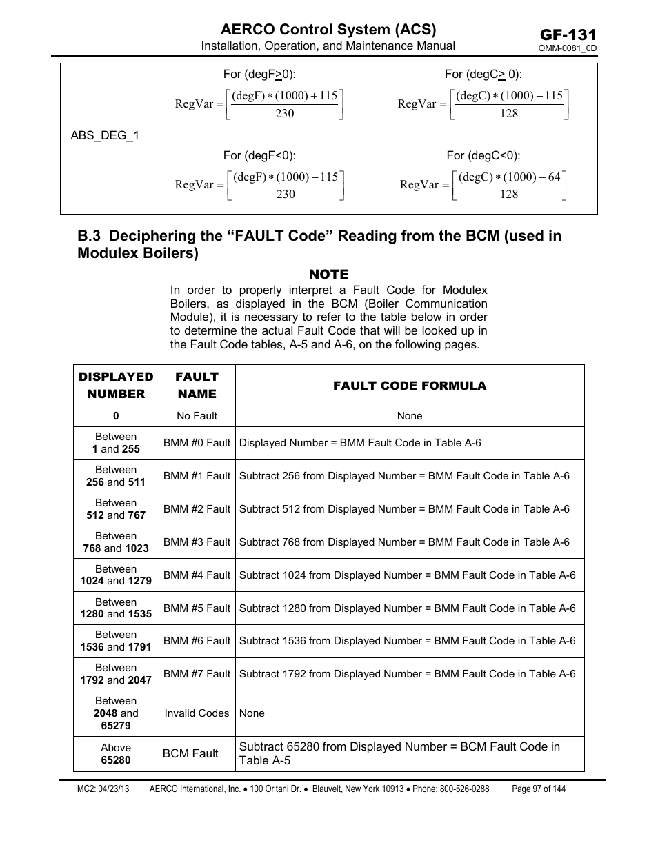 Boilers), Gf-131 aerco control system (acs) | AERCO Control System (ACS) User Manual | Page 97 / 144