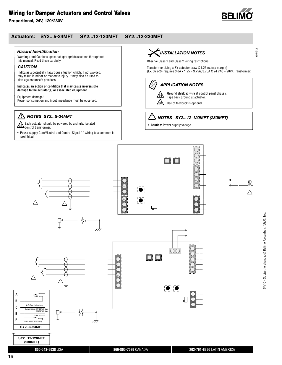 Wiring for damper actuators and control valves, Caution, Hazard identification | AERCO Belimo F7...HD/HDU Series Valve User Manual | Page 16 / 44