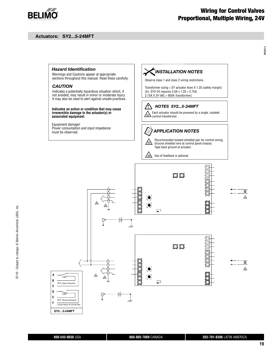 Actuators: sy2 -24mft, Caution, Hazard identification | Use of feedback is optional, Sy2…5-24mft | AERCO Belimo F7...HD/HDU Series Valve User Manual | Page 19 / 44