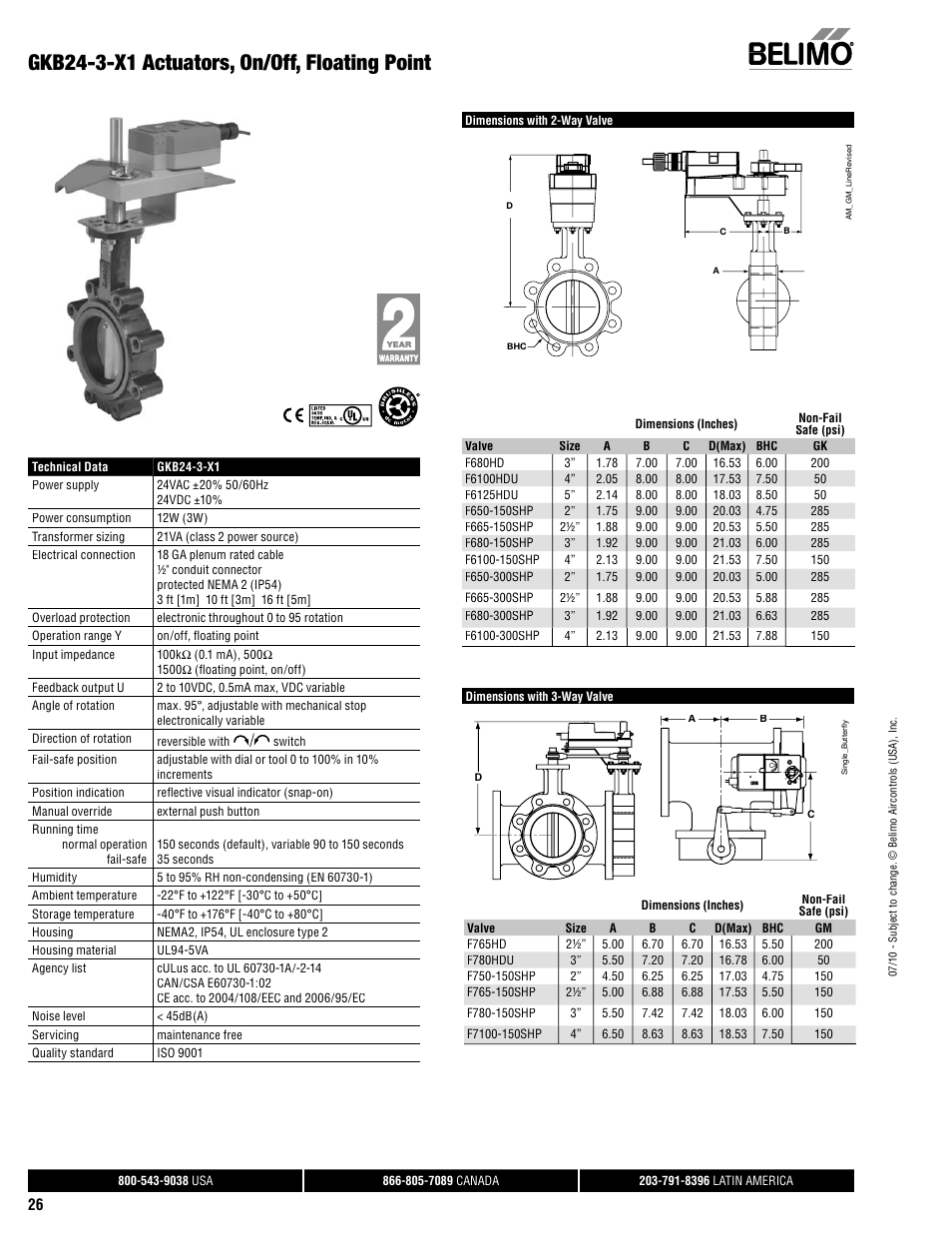 Gkb24-3-x1 actuators, on/off, floating point | AERCO Belimo F7...HD/HDU Series Valve User Manual | Page 26 / 44