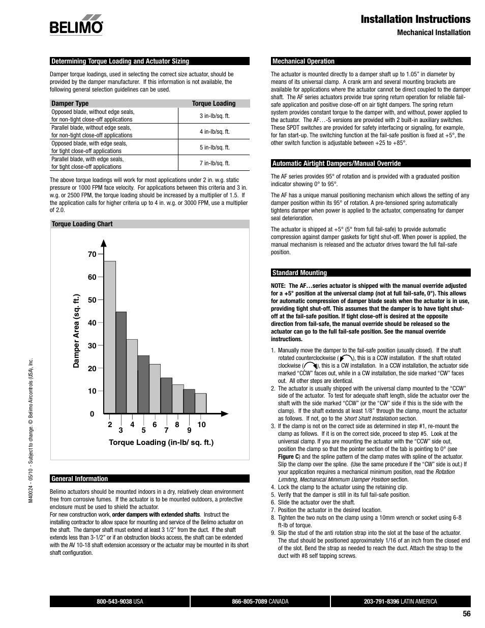 Dampertech_2010 56, Installation instructions | AERCO Belimo AF120-S US Actuator User Manual | Page 2 / 9