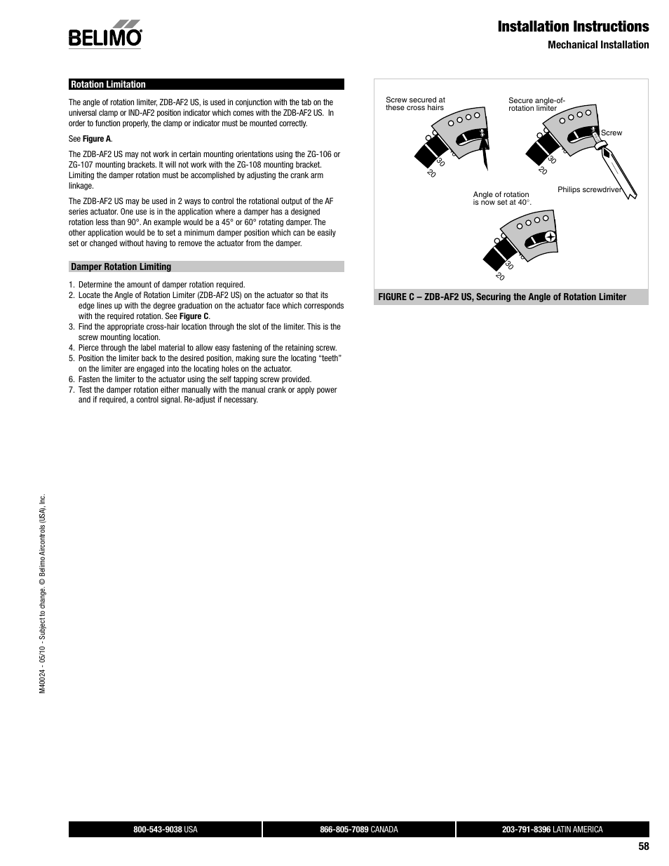 Dampertech_2010 58, Installation instructions | AERCO Belimo AF120-S US Actuator User Manual | Page 4 / 9