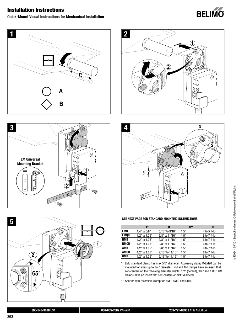 Dampertech_2010 363, Ca b, Installation instructions | AERCO Belimo GMX24-MFT Actuator User Manual | Page 2 / 9