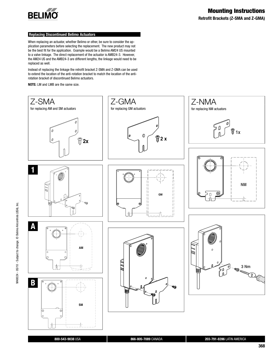 Dampertech_2010 368, Z-nma, Z-gma | Z-sma, Mounting instructions | AERCO Belimo GMX24-MFT Actuator User Manual | Page 7 / 9