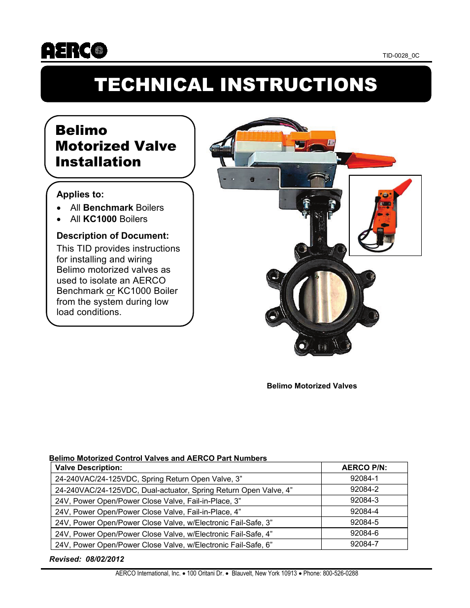 AERCO Belimo Motorized Valves Installation User Manual | 20 pages