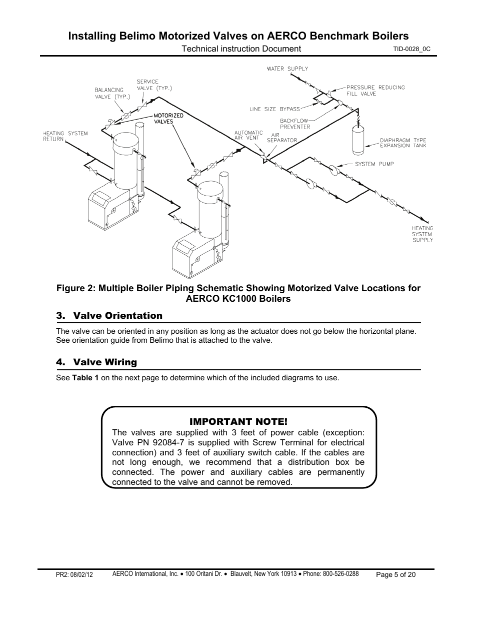 Valve orientation, Valve wiring | AERCO Belimo Motorized Valves Installation User Manual | Page 5 / 20