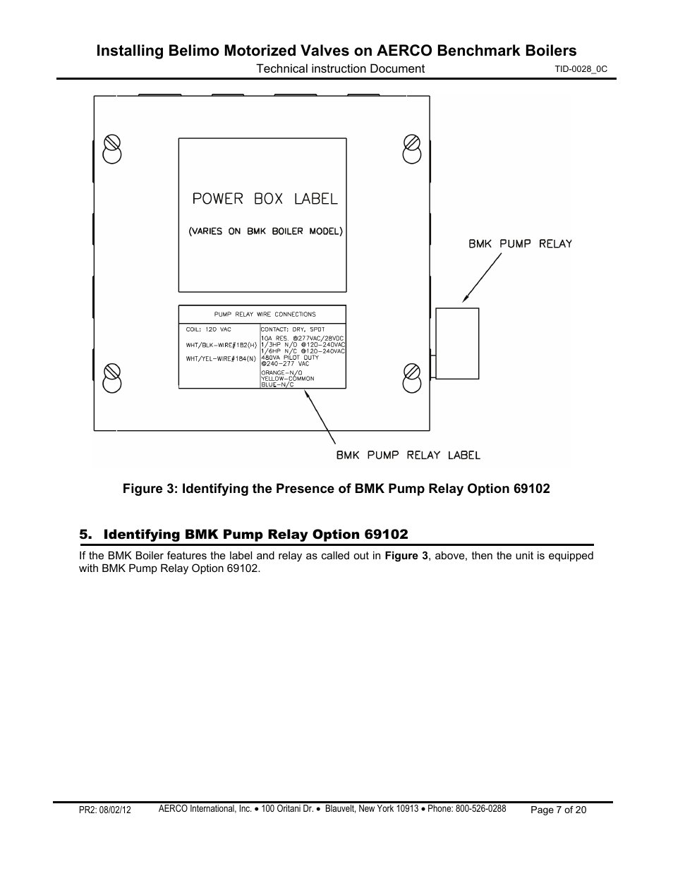 Identifying bmk pump relay option 69102 | AERCO Belimo Motorized Valves Installation User Manual | Page 7 / 20