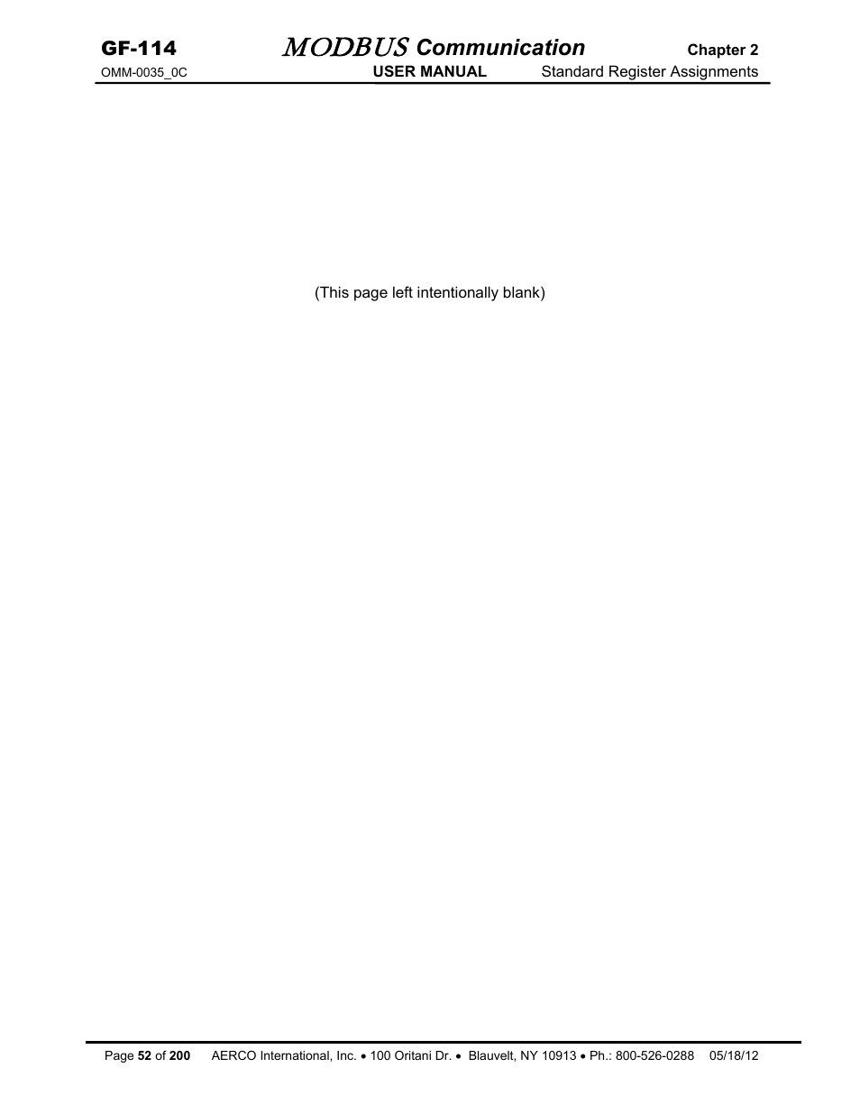 Modbus, Communication | AERCO Modbus Communications Manual User Manual | Page 52 / 100