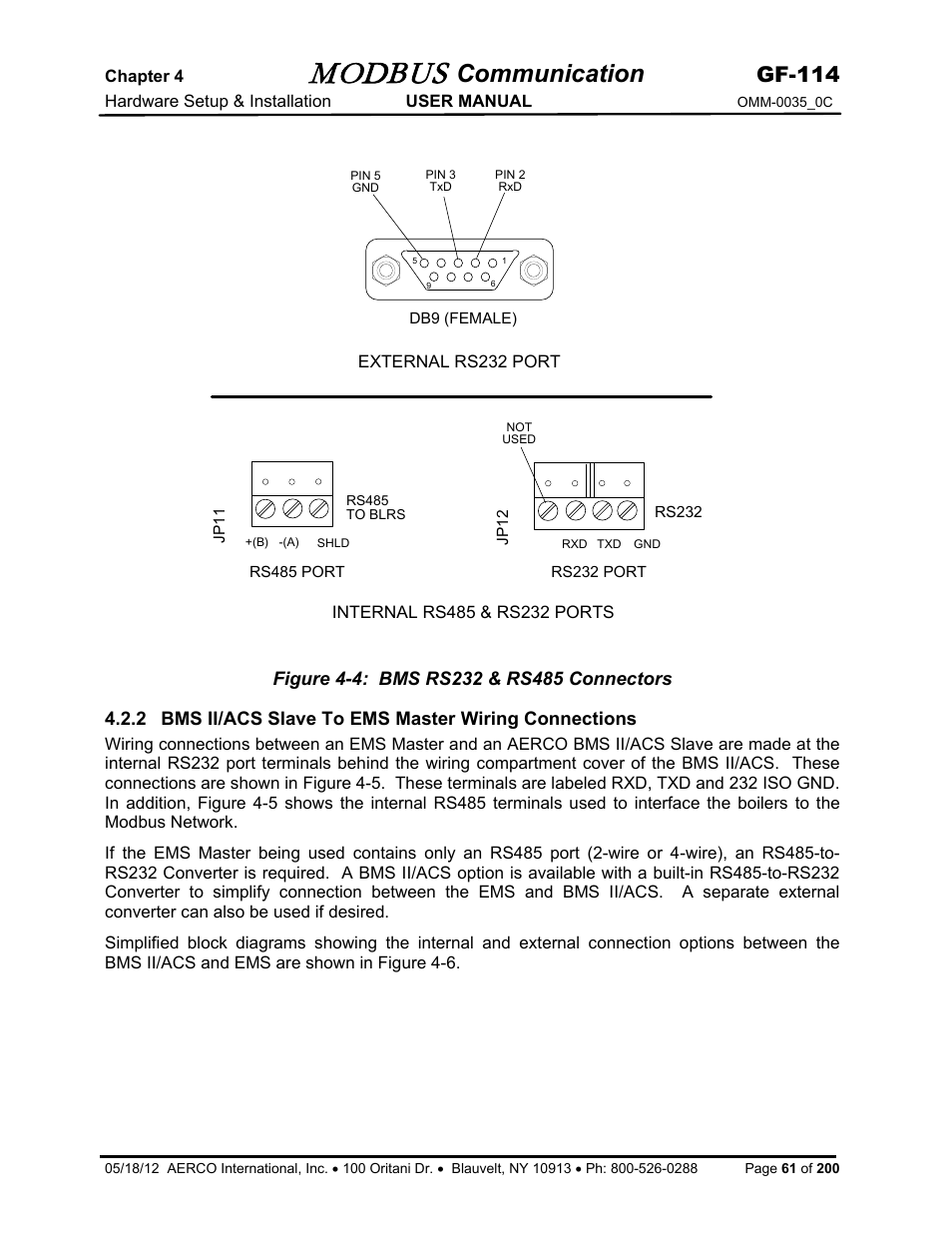 Modbus, Communication, Gf-114 | AERCO Modbus Communications Manual User Manual | Page 61 / 100