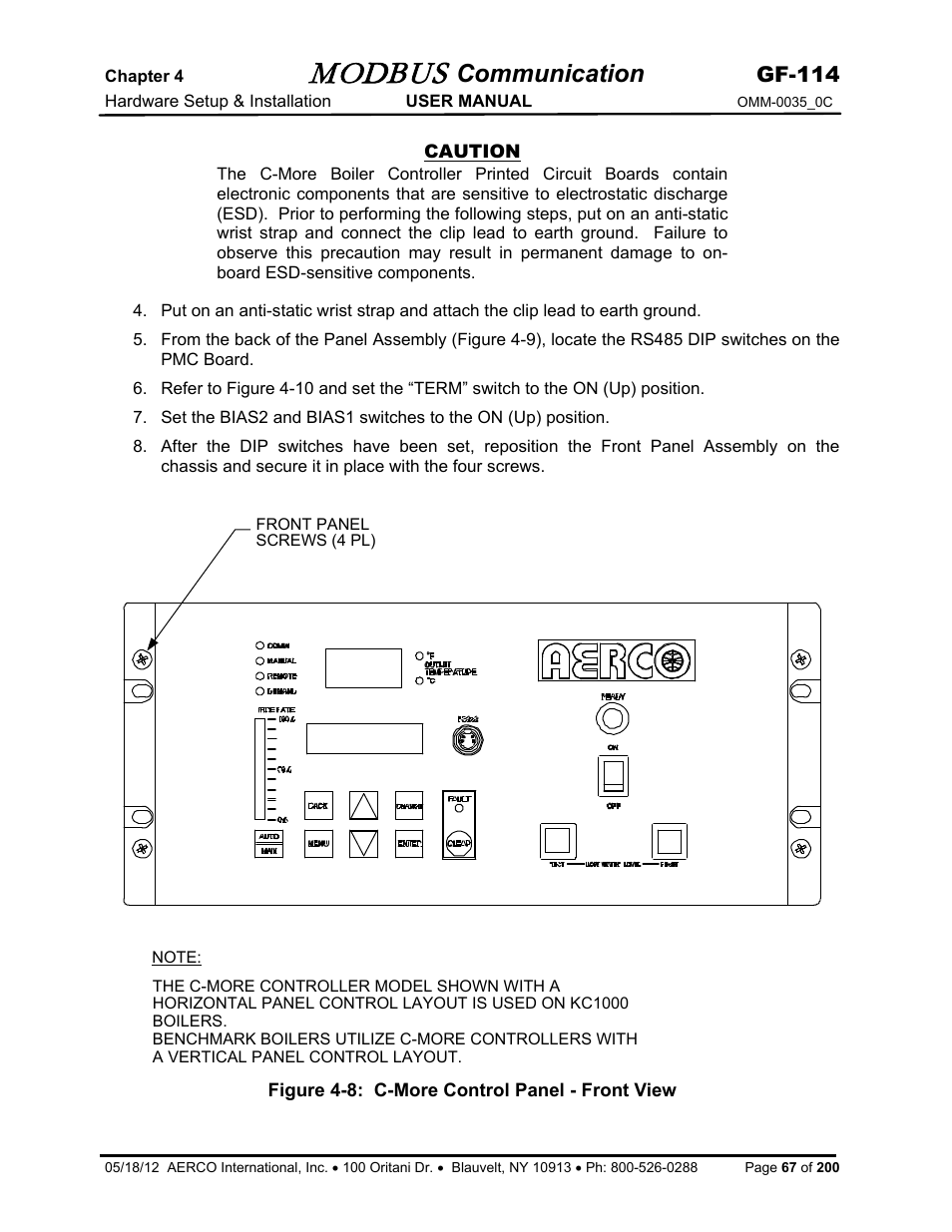 Modbus, Communication, Gf-114 | AERCO Modbus Communications Manual User Manual | Page 67 / 100