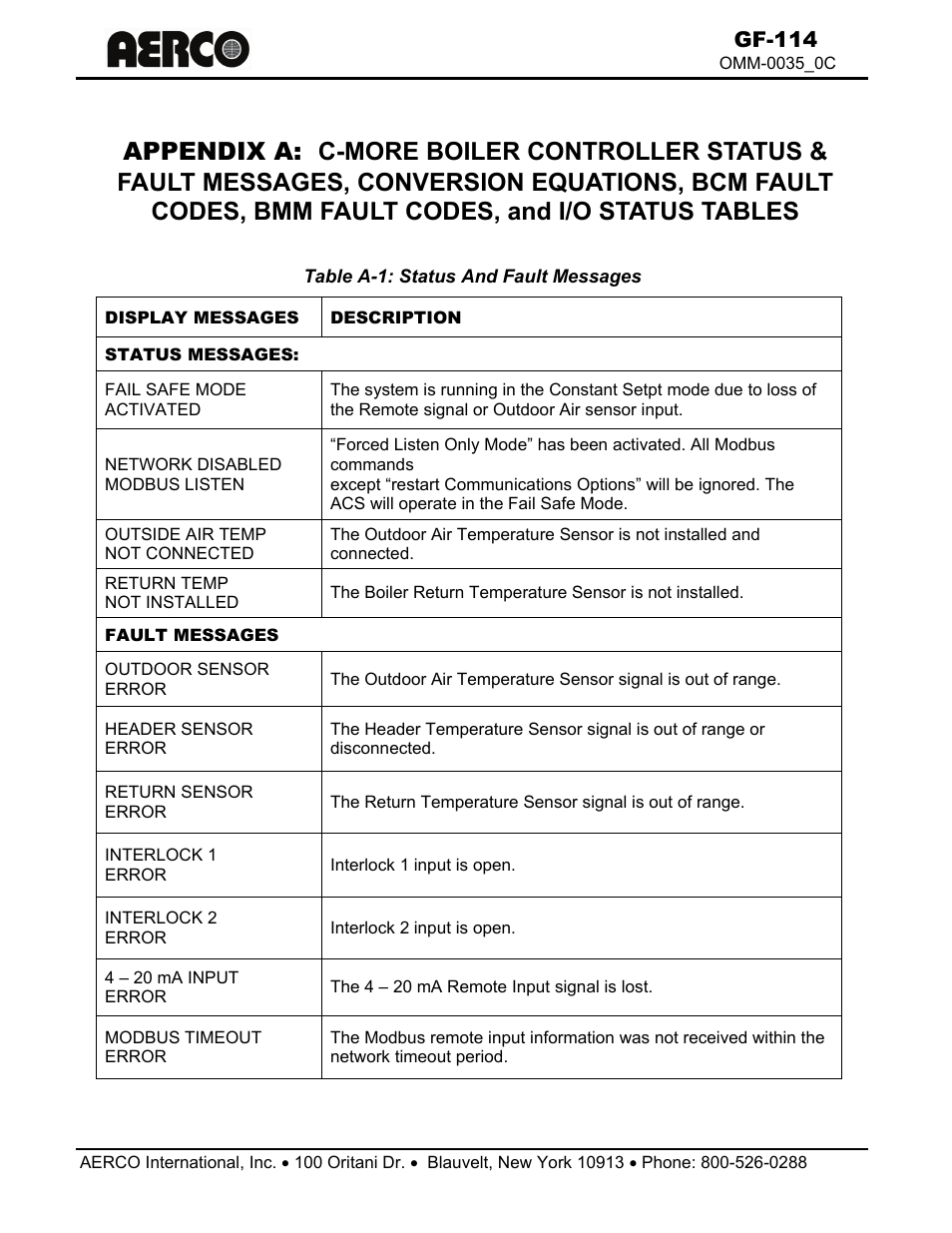 Gf-114 | AERCO Modbus Communications Manual User Manual | Page 87 / 100